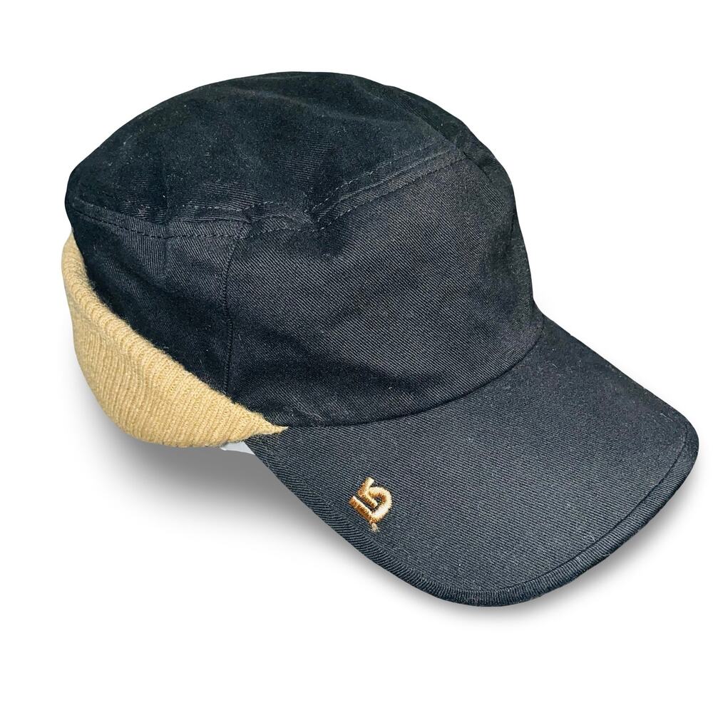 Burton Mens Military Cadet Hat S/M Black Tan Snowboard Style Jacquard Lining Cap - Picture 9 of 9